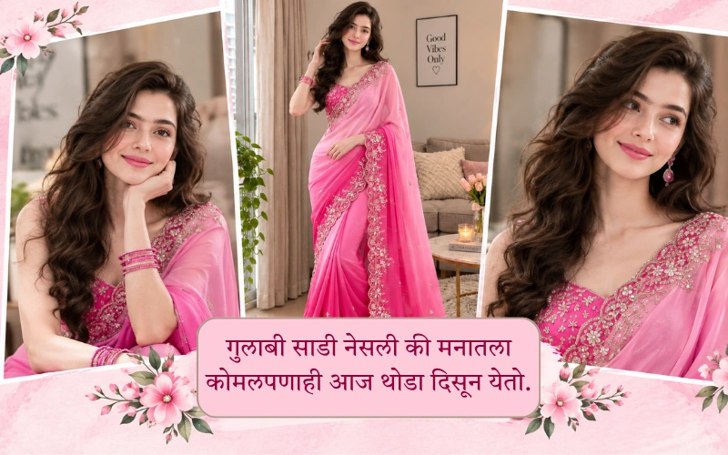 Pink Saree Captions For Instagram Marathi
